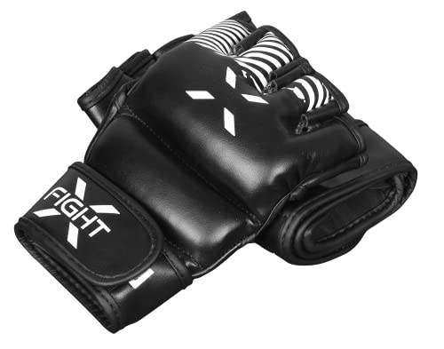 MMA Gloves - Men & Women Training Wristwrap Gloves for Boxing, Fighting, Kickboxing, Taekwondo, Karate Sparring - color: Black/White