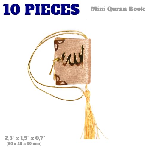 Set of 10 Quran Book for Muslim Favors Quran Book Arabic Hajj Favors Car Hanging Quran Islamic Gift (Cappucino) - color: Cappucino