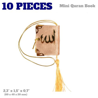 Set of 10 Quran Book for Muslim Favors Quran Book Arabic Hajj Favors Car Hanging Quran Islamic Gift (Cappucino) - color: Cappucino