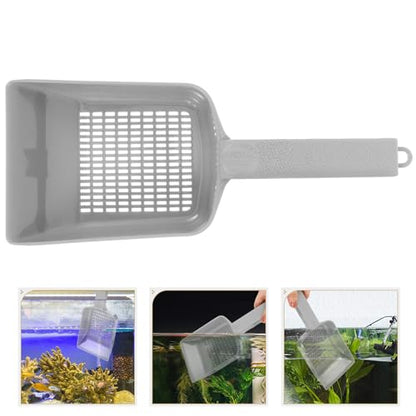 PRETYZOOM Aquarium Sand Shovel and Gravel Cleaning Scoop, Gray Handheld Fish Tank Sediment with Drainer for Aquarium Substrate Maintenance and Fish Tank Cleaning
