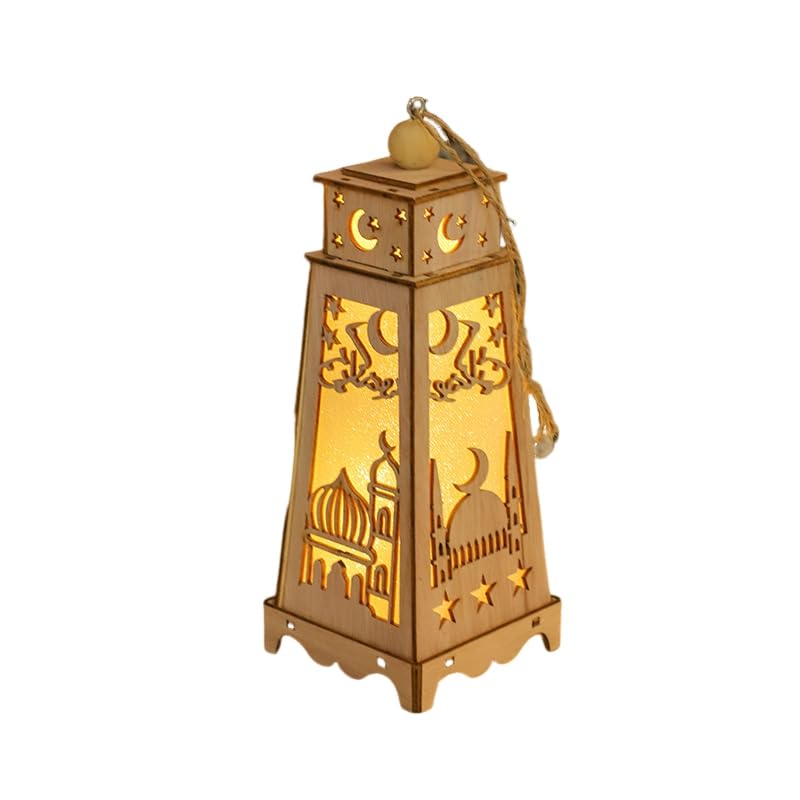 Eforcase Ramadan Lantern Hanging Decorations Wood Table Lamp Ramadan Kareem Tabletop Moon Palace Night Lights Ramadan Decorations Eid Mubarak Ornaments Tabletop Centerpiece Decor Decorative Lamp