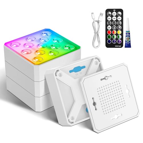 LOFTEK Submersible LED Pool Lights with Magnet & Remote, 13 LEDs Color Changing Rechargeable Underwater Pool Lights, Waterproof Swimming Pool Lights for Pond, Hottub (4 Pack-Rechargeable-II) - size: 4 Pack-Rechargeable-II