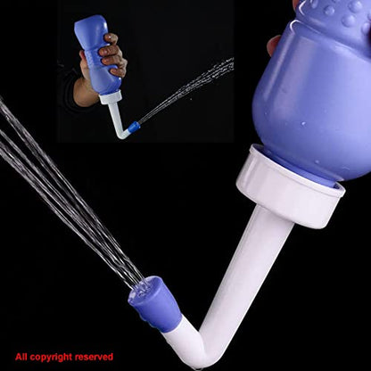 2PCS-Pack 2in1 Vaginal Douche Perineal Irrigation 650ML Portable Bidets + Pocket Bidet Pipe, Travel Bidet with Waterproof Cap, Peri Bottle for Postpartum Essentials - color: Blue
