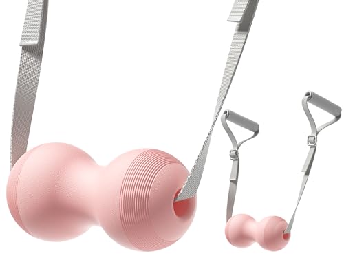 VICSKY Peanut Massage Ball with Handles & Pull Strap - Dual Trigger Point Therapy for Feet, Legs, Neck, Muscle Pain Relief, Myofascial Roller with Adjustable Strap (Pink) - color: B: Pink, Peanut Ball