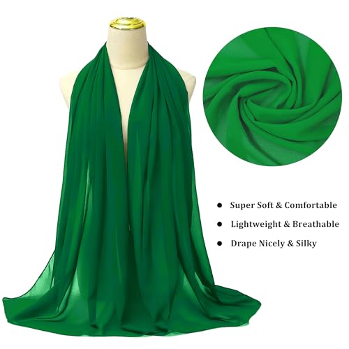 Chiffon Shawls and Wraps - Lightweight Scarve for Women Evening Dresses Wedding Bridal Formal Party - color: Emerald Green