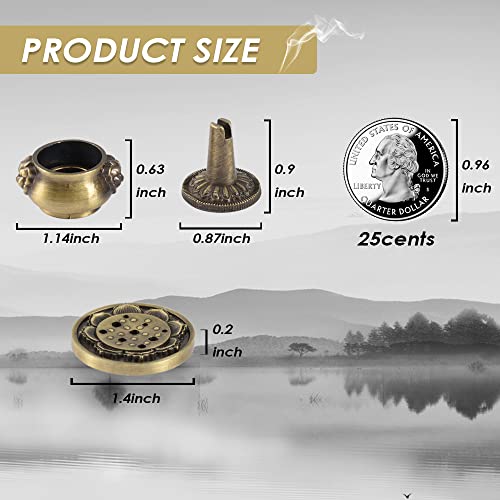 Incense Burner, 3Pcs Bronze Incense Holder Cone Holder Bowl-Shape Incense Burner for Joss Stick, Tower Incense, Incense Coil (3 Styles) - color: Bronze, 3 Pcs