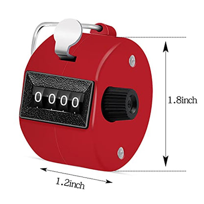 Eliamo 12 Pcs Hand Tally Counter 4-Digit Lap Counter Clicker, Manual Mechanical Handheld Pitch Click Counter with Finger Ring for School Golf & Knitting Row Croche - color: Red