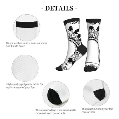Cute Goldendoodle Unisex Funny Novelty Socks, Funky Crazy Cool Crew Dress Socks - color: Pacific Northwest Native American Art