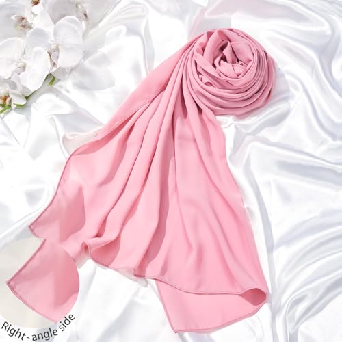 Heavy Not Easily See Through Long Chiffon Hijab Scarf for Women, Amazing Smooth Muslim Head Scarves - color: Olive Green