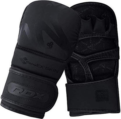 RDX MMA Hybrid Sparring Gloves, Maya Hide Leather, Open Ventilated Palm, Padded Mitts Martial Arts Kickboxing Muay Thai Training Cage Fighting, Men Adult, Punching Bag and Pads Workout - size: Small