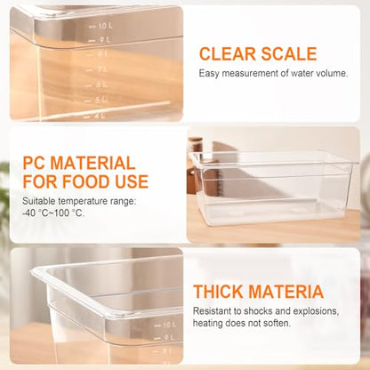 Large Sous Vide Container with Lid, 26 Qt, BPA-Free Clear Tub | BPA-free 26 Qt container with fitted lid reduces evaporation for batch cooking; fits Anova and most sous vide cookers. - color: Large Sous Vide Container-without accessories