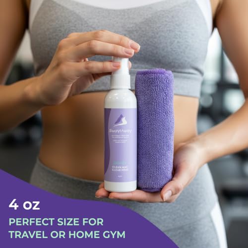 SwaytAway Travel Yoga Mat Cleaner Spray & Towel Kit, 4oz – Non Slip, No Rinse Plant-Based Lavender Essential Oil Mist for Gym, Pilates & Hot Yoga – Made in USA - size: 4 oz - 1 Pack