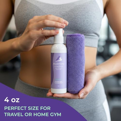 SwaytAway Travel Yoga Mat Cleaner Spray & Towel Kit, 4oz – Non Slip, No Rinse Plant-Based Lavender Essential Oil Mist for Gym, Pilates & Hot Yoga – Made in USA - size: 4 oz - 1 Pack