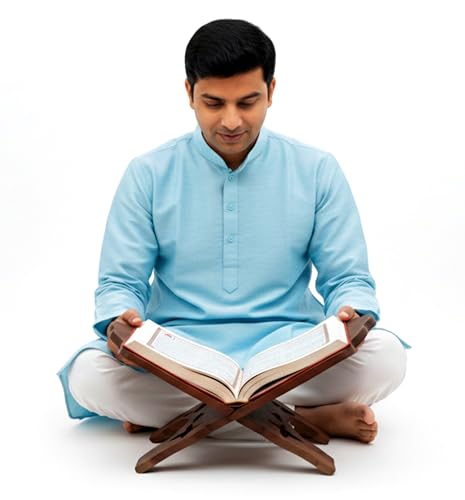 Holy Book Stand Wooden | Holy Book Stand Reading for Rehal, Quran, Bible, Bhagwat, Gita, Ramayana & Guru Granth Sahib, (13 Inche Brown)