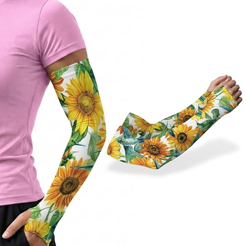 ARMORAY Arm Sleeves for Men UV Protection Cooling SPF 50 Sun Sleeves Sports - color: Sunflower Wings