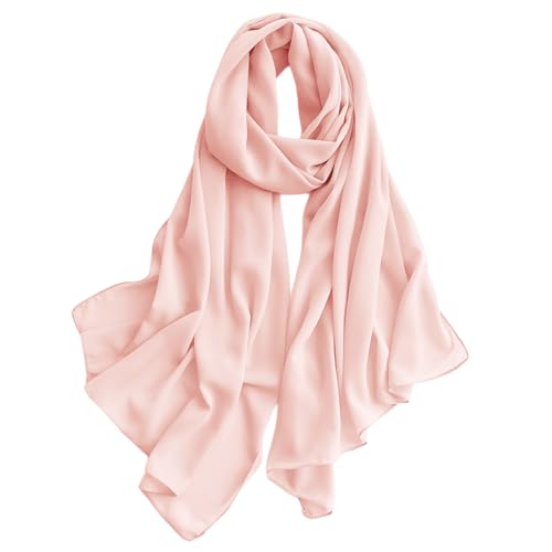 Harewom Chiffon Hijab for Women Sheer Shawl and Wraps for Wedding Bridal Scarves Summer Lightweight Sun-proof Scarf - color: Light Pink Chiffon Hijab Shawls Scarves