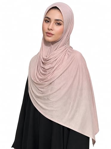 Premium Stretch Cotton Gradient Scarf for Women, Soft Jersey Wrap Shawl, Lightweight Ombre Hijab for Everyday Wear - color: Mctlo2537-lightpink