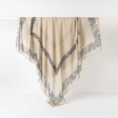 K-Elewon Large Square Scarf 51" Headscarf Chiffon Fashion Scarves Turbans Hair Wrapping Scarfs - color: D-beige