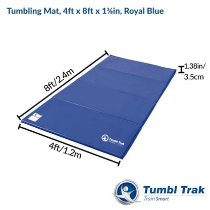 Tumbl Trak Gymnastics Folding Tumbling Panel Mat - color: Royal Blue, size: 4'x8'x1.38"