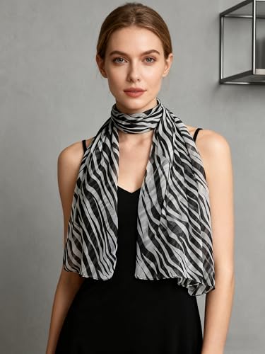 Mealah Womens-Leopard Print Shawl Scarf - Lightweight Wrap Scarves Shawl Cheetah Sunscreen Scarve for Spring Summer Travel - color: Zebra Print