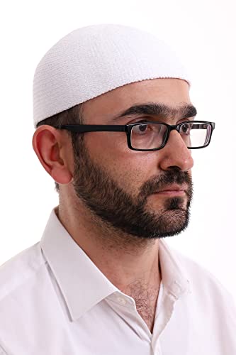 ihvan online Turkish Muslim Winter Velvet Kufi Hats for Men, Taqiya, Takke, Peci, Islamic Caps, Islamic Gifts, Standart Size - color: White