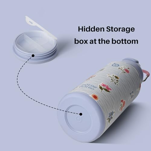 BOTTLE BOTTLE 32oz Insulated Water Bottle with Pill Box | Stainless Steel,Sport Water Bottle, with Straw Dual-use Lid and Pill Box, Design for Gym - color: Riviera Bloom