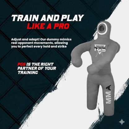 PGS Grappling Dummy Kids BJJ Wrestling Dummy Punching Bag Submission MMA Brazilian Jiu Jitsu Judo Karate Throwing Boxing Dummy Dummies for Practice UNFILLED - color: GREY, size: 40"(100 CM)
