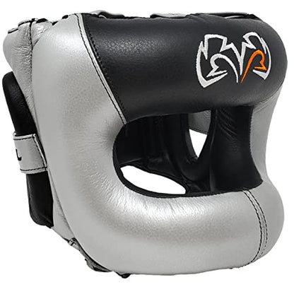 RIVAL Boxing RHGFS3 Face-Saver Sparring Headgear - Wide Eye Opening, Premium Leather, and Thermoplastic Inner Frame - color: Silver, size: Small-Medium