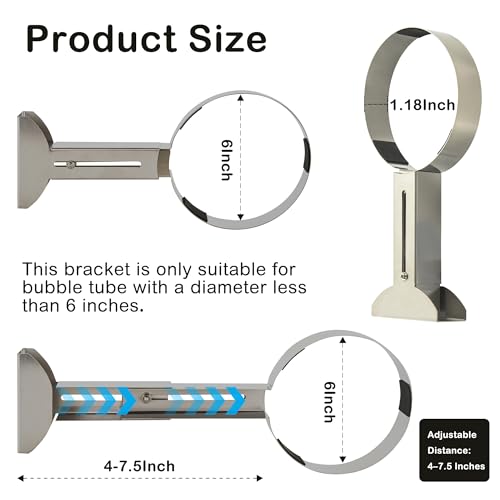 Adjustable Stainless Steel Wall Bracket for Aquarium/Bubble Tube Lamps - 15cm Dia Dual-Rail Holder (10-19cm) Child-Safe Anti-Slip Base for Sensory Rooms, Schools, Daycare
