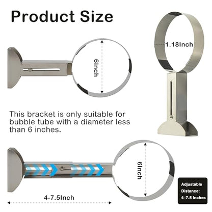 Adjustable Stainless Steel Wall Bracket for Aquarium/Bubble Tube Lamps - 15cm Dia Dual-Rail Holder (10-19cm) Child-Safe Anti-Slip Base for Sensory Rooms, Schools, Daycare