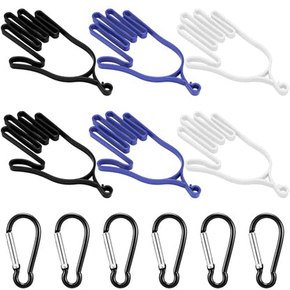 Simgoing 6 Pcs Golf Gloves Holder with 6 Metal Hanging Hooks Golf Gloves Stretcher Support Keeper Drying Rack Tool Accessories Men Women Golfer - color: Blue,White,Black