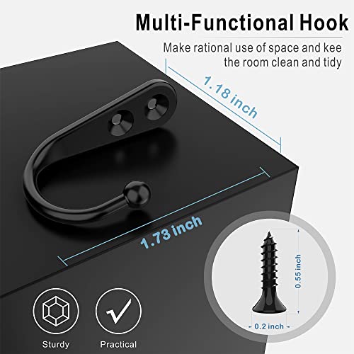 15-Pack Black Wall Mount Hooks for Hanging Coats & Towels | Screw-in Hangers with 30 Screws for Keys, Robes, Scarves, Bags, Caps & Mugs - color: 15PCS Black Hooks