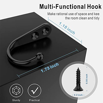 15-Pack Black Wall Mount Hooks for Hanging Coats & Towels | Screw-in Hangers with 30 Screws for Keys, Robes, Scarves, Bags, Caps & Mugs - color: 15PCS Black Hooks