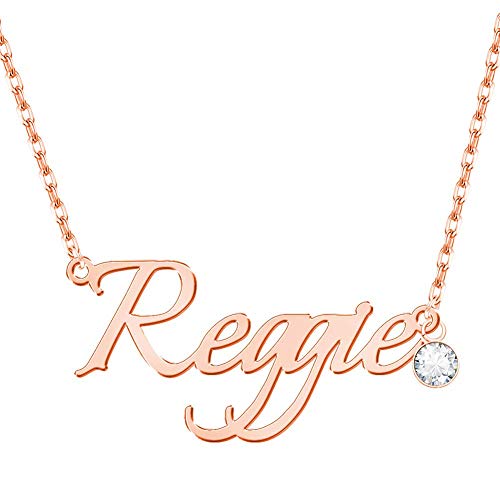Custom Name Necklace Personalized, 18K Gold Plated Customized Nameplate Necklace Dainty Jewelry Gift for Women, Bridesmaid - color: Number-Name Necklace with Birthstone