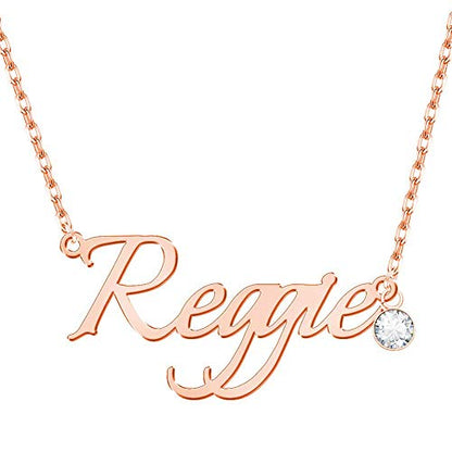 Custom Name Necklace Personalized, 18K Gold Plated Customized Nameplate Necklace Dainty Jewelry Gift for Women, Bridesmaid - color: Number-Name Necklace with Birthstone
