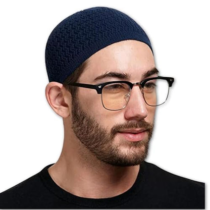 Breathable Cotton Stretchy Islamic Muslim Knitting Kufi Topi Prayer Hat Crochet Taqiyah Takke Skull Cap. - color: Army Green