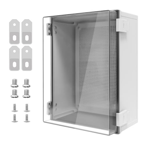 Electrical Box IP65 Waterproof ABS Plastic Enclosure Outdoor and Indoor Project Box Hinged Clear Cover with Mounting Plate Wall Brackets, Outer Dimension 15.7"x 11.8" x 7.1", Grey - size: 15.7"x 11.8" x 7.1" (1pc)