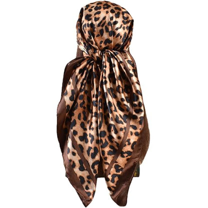Head Scarf Hair Neck Scarves for Women Purse Bag Scarfs for Handbag Silky Satin Square Headscarf Fashion Hair Bandanas - color: Coffee