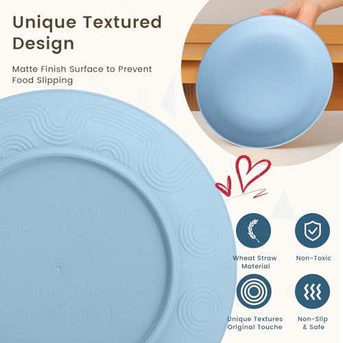 Homienly Premium Dinnerwave Sets, Lightweight & Unbreakable Wheat Straw Dish Set - Plates and Bowls Set with Cups, 16 PCS Microwave and Dishwasher Safe Dinnerware Set - Multi Light - color: Multi Light, size: 16 PCS