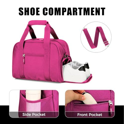 SeaRock 14 inch Small Gym Bag for Men & Women, Mini Duffle Bag with Shoe Compartment, Carry On Duffel Bag for Travel Sports, Rose Pink - color: Rose Pink