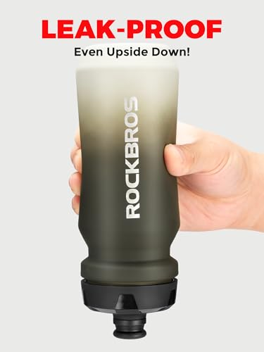 ROCKBROS Bike Water Bottle 20OZ,Gradient Soft Touch Design,BPA-Free Leak-Proof Squeeze Bottle with Wide Mouth for Easy Cleaning,for Cycling,Hiking,Gym,Sports,Grayish White - color: Grayish White