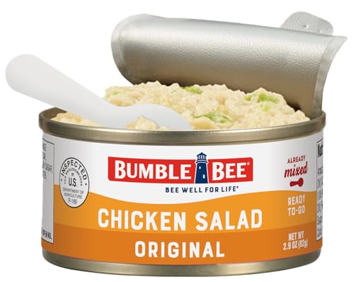 Bumble Bee Lunch On The Run Chicken Salad with Crackers Kit, 8.2 oz (Pack of 4) - Ready to Eat, Includes Crackers, Cookie & Mixed Fruit - Shelf Stable & Convenient Source of Protein, Easy Open Can - size: 8.2 oz (Pack of 4)