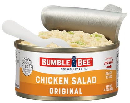 Bumble Bee Lunch On The Run Chicken Salad with Crackers Kit, 8.2 oz - Ready to Eat, Includes Crackers, Cookie & Mixed Fruit - Shelf Stable & Convenient Source of Protein (Pack of 6), Easy Open Cans - size: 8.2 oz (Pack of 6)