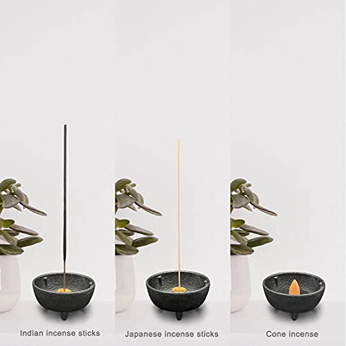 Cast Iron Incense Burner with Holder and Fireproof Cotton - Ideal for Sticks, Resin, Cone Incense and Rituals