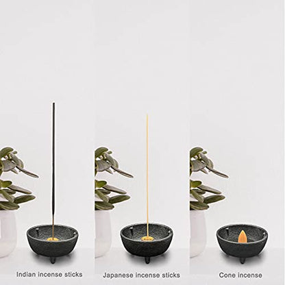 Cast Iron Incense Burner with Holder and Fireproof Cotton - Ideal for Sticks, Resin, Cone Incense and Rituals