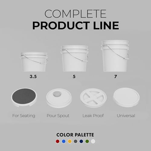 3.5-Gallon White Bucket Pail Container with Lid | Food Grade | Heavy-Duty Approx 90 MIL Extra Durable | Metal Handles with Plastic Grip | Multi-Use | Easy Stack and Store | BPA Free - 2 Pack - color: White - 3.5 Gallon, size: 2 Packs