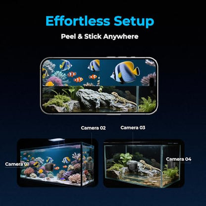 2K HD Aquarium & Terrarium WiFi Pet Camera,140° Wide-Angle Anti-Glare & Anti-Reflection,Night Vision for Fish & Reptiles,Two-Way Audio,Glass-Mount Enclosure Monitor,AI-Powered Detection,24/7 Recording - size: 1 pack