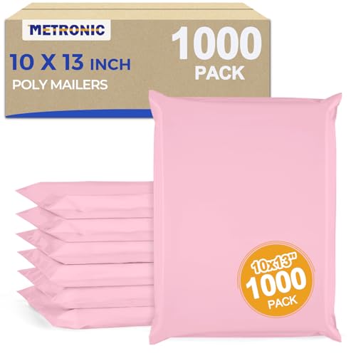 Metronic Poly Mailers 10x13 1000 Pack, Small Bulk Shipping Bags for Clothes | Heavy Duty Self Seal Waterproof Tear-resistant Packaging Bags, Mailing Envelopes for Clothing, Small Business, Light Pink. - size: 10X13 1000PC