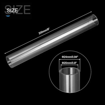 MECCANIXITY Clear Storage Tube 20x24mm Small Plastic Round Tubing with Caps Rigid Bottle Container 200mm/8 Inch for Item Stored - size: 20x24x200mm