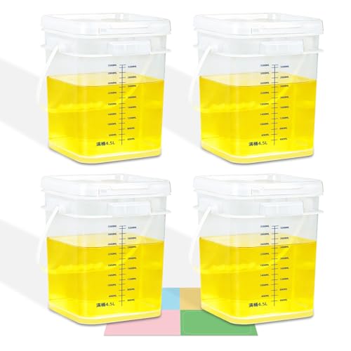 1 Gallon Food Storage Buckets with Lids, 4 Pack Square Clear BPA Free Plastic Containers with Handles and Labels for Pantry, Dry Goods, Meal Prep and Freezer - color: Clear, size: 1 gal